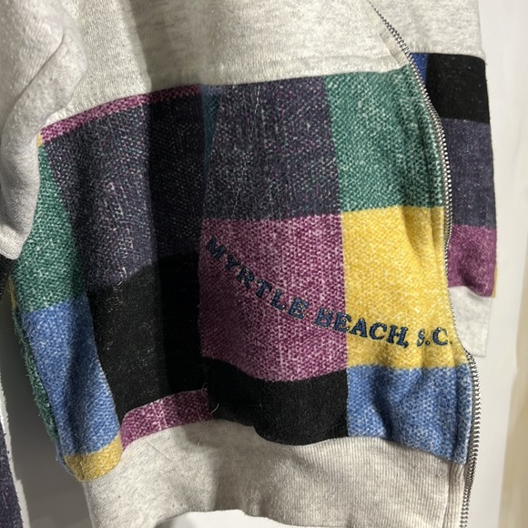 Vintage Myrtle Beach South Carolina Golf Plaid Zip Up Hooded Sweatshirt Size XL - Picture 9 of 12